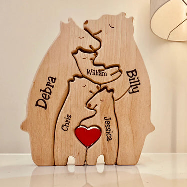 EcoToys Rompecabezas de Osos de Madera | Cálido y Acogedor - Decoración